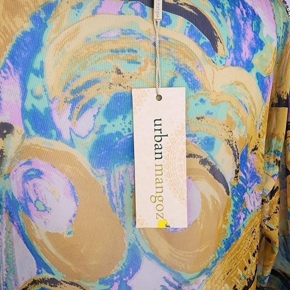 NEW YELLOW URBAN MANGOZ SIZE S, SEQUINS MULTICOLOR BLOUSE FALL SHEER AQUA - Picture 17 of 17
